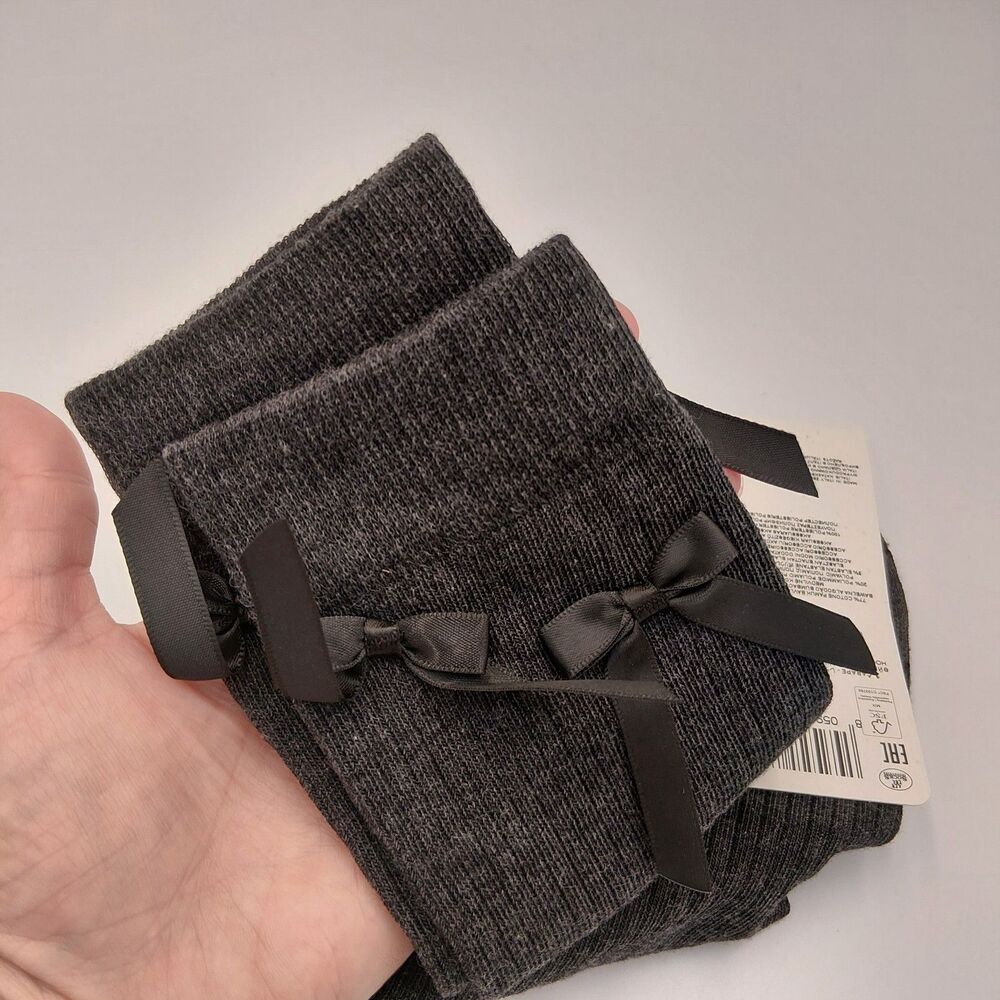 Calzedonia Italian brand knee socks with bows anthracite melange gray
